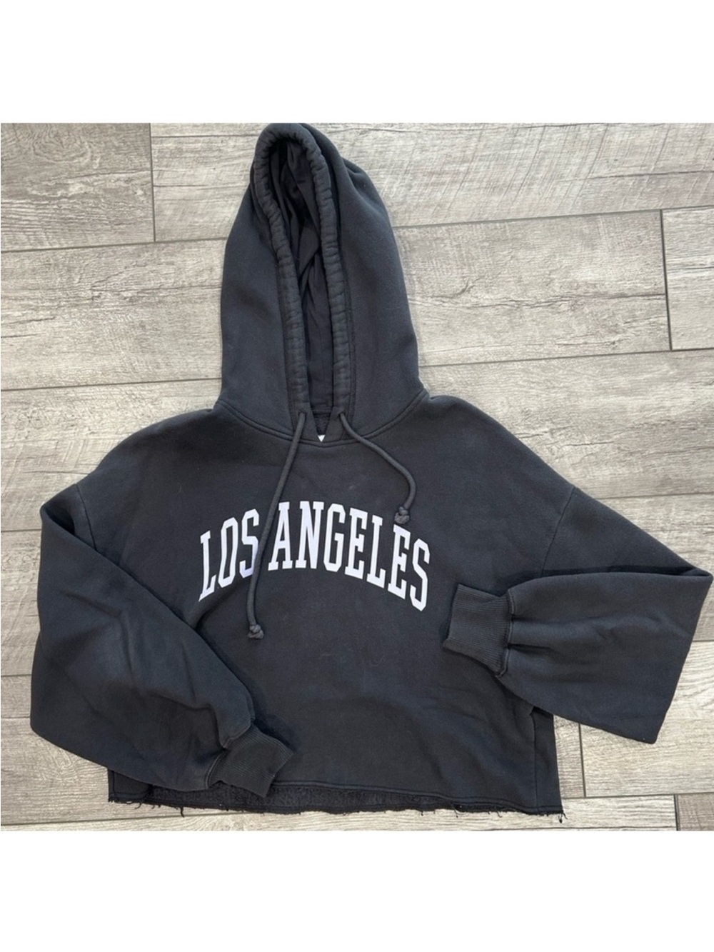 Los Angeles Black Cropped Hoodie Sweatshirt